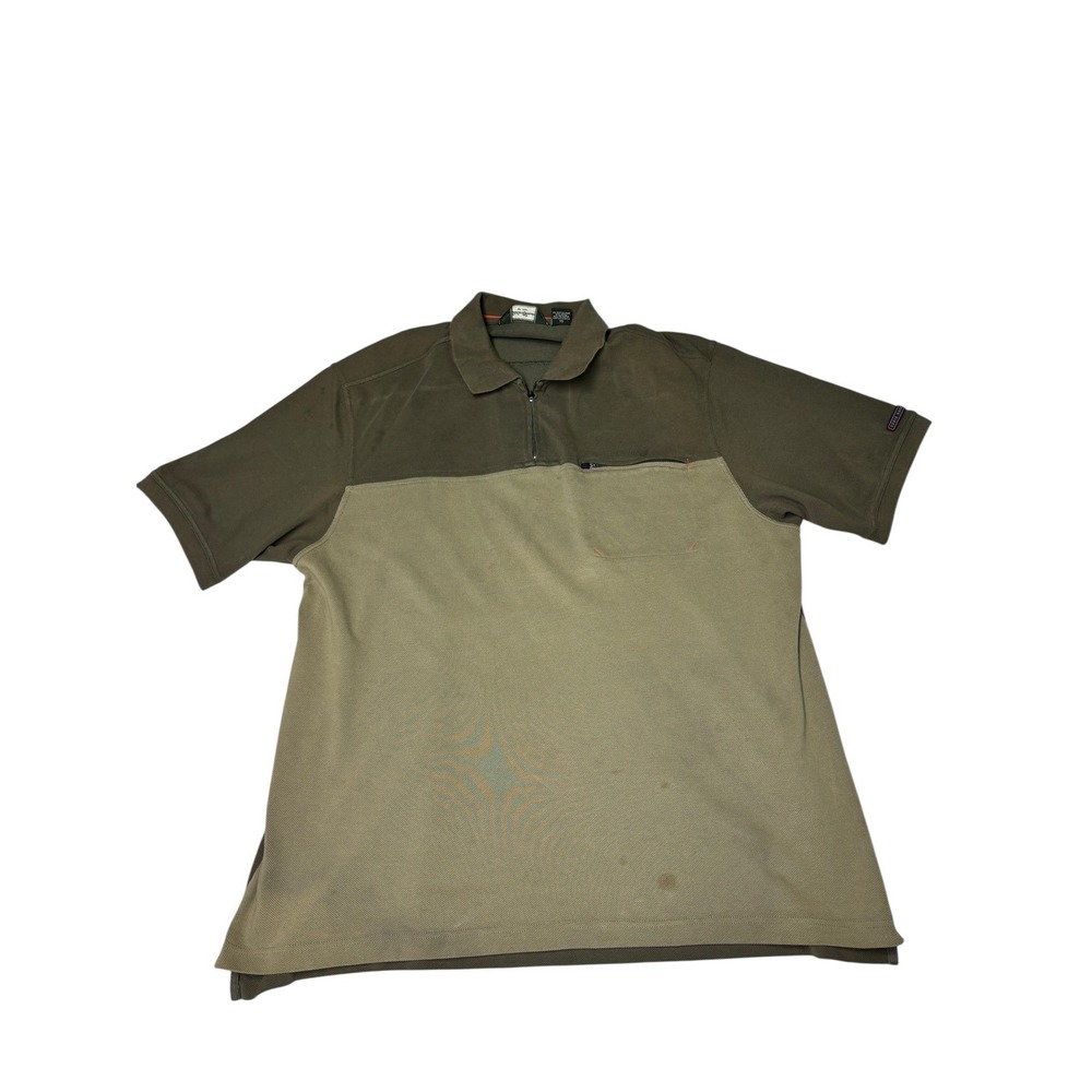 Eddie Bauer Mens XL Olive Green Short Sleeve Half Zip Polo Shirt